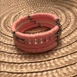 Hand Crafted Glinda Soft Pink Bracelet with Silver Accents and Crown Charm